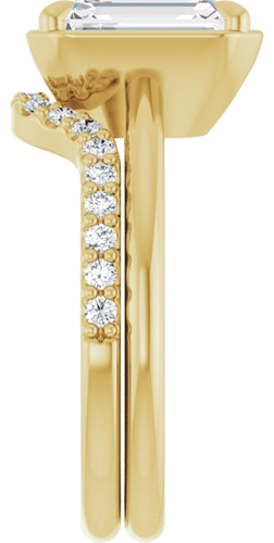 Sužadėtuvių Žiedas „Claw-Prong Solitaire Bezel-Style“ 14k yellow gold Emerald 9mm x 7mm (9)