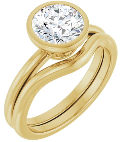 Sužadėtuvių Žiedas „Bezel-Set“ 14k yellow gold Round 7.4mm (6)