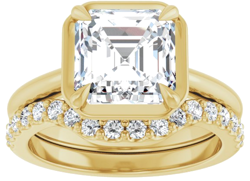 Sužadėtuvių Žiedas „Claw-Prong Solitaire Bezel-Style“ 14k yellow gold Asscher 8mm (8)