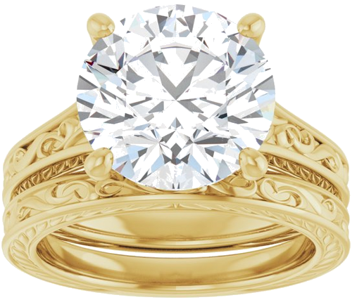 Sužadėtuvių Žiedas „Solitaire Scroll“ 14k yellow gold Round 11mm (8)