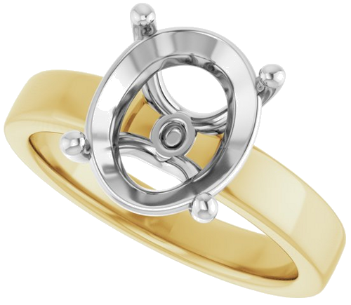Sužadėtuvių Žiedas „Solitaire“ 18k yellow/white gold Oval 11mm x 9mm (4)