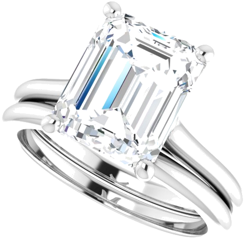 Sužadėtuvių Žiedas „Solitaire“ 585 Baltojo Aukso Emerald 10mm x 8mm (10)