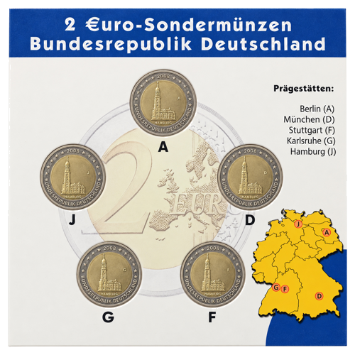 2008 Germany Federal State of Hamburg €2 Coin Set in Commemorative BU Packaging (2)