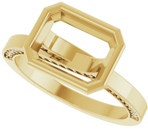 Sužadėtuvių Žiedas „Bezel-Set Accented“ 14k yellow gold Emerald 9mm x 7mm (5)