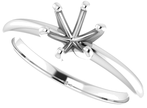 14K White 6 mm Round Solitaire Engagement Ring Mounting (5)