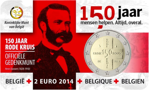 2014 Belgija Raudonasis kryžius 2 eurų BU moneta kortelėje (1)