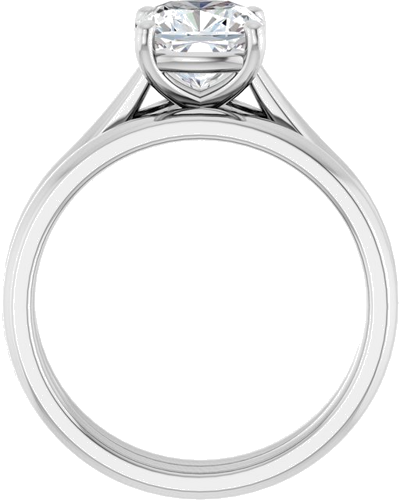 14K White 7 mm Cushion Solitaire Engagement Ring Mounting (7)