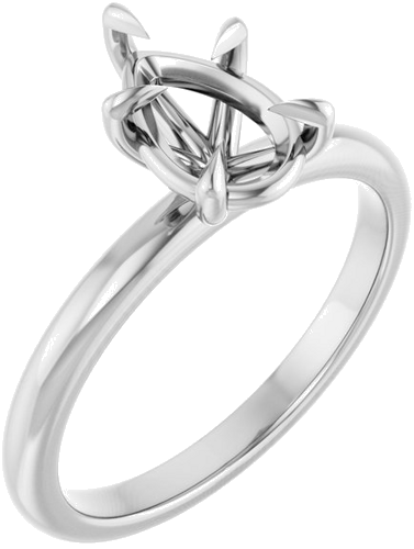 14K White 9x6 mm Pear Solitaire Engagement Ring Mounting (1)