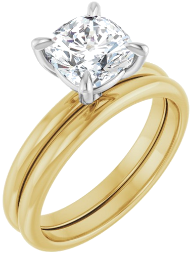 Sužadėtuvių Žiedas „Solitaire“ 14k yellow/white gold Cushion 7mm (6)