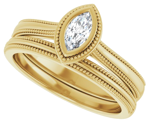 Sužadėtuvių Žiedas „Bezel-Set Solitaire“ 14k yellow gold Marquise 6mm x 3mm (10)
