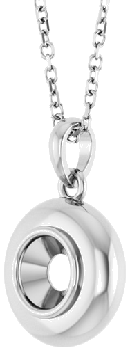 14K White 5 mm Round Bezel-Set Puffy 16-18  Necklace  Mounting (2)