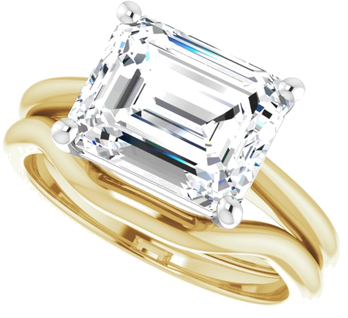 14K Yellow White 10x8 mm Emerald Solitaire Engagement Ring Mounting (10)