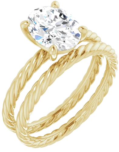 Sužadėtuvių Žiedas „Solitaire“ 585 Geltonojo Aukso Oval 9mm x 7mm (6)