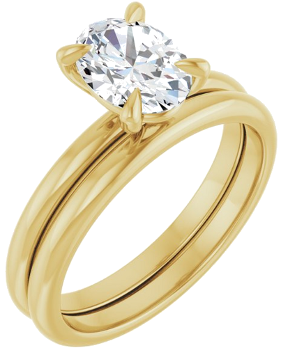 Sužadėtuvių Žiedas „Solitaire“ 750 Geltonojo Aukso Oval 8mm x 6mm (6)