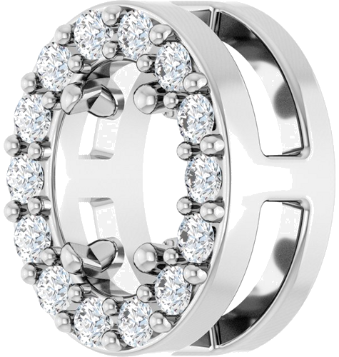 Pakabukas „Oval Rose-Cut Halo-Style“ 14k white gold Oval 4mm x 3mm (2)