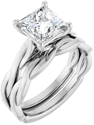 Sužadėtuvių Žiedas „Infinity-Inspired“ 14k white gold Square 6.5mm (6)