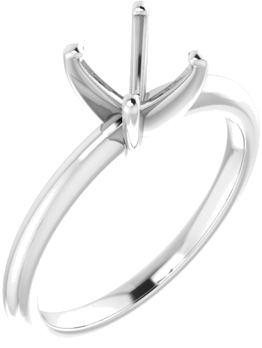 14K White  6 mm Cushion Solitaire Engagement Ring Mounting (1)