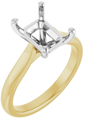 Sužadėtuvių Žiedas 14k yellow/white gold Emerald 9mm x 7mm (1)