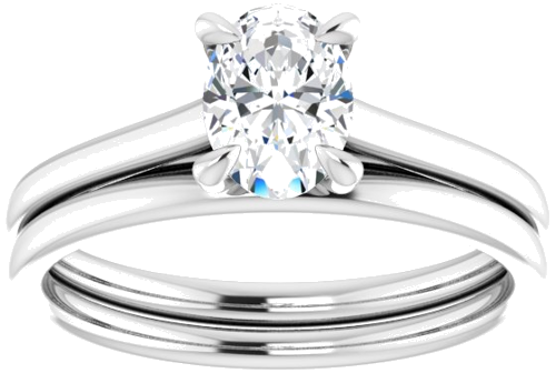 14K White  7x5 mm Oval Solitaire Engagement Ring Mounting (8)