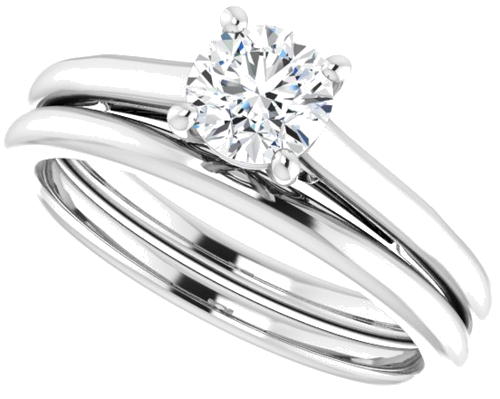 Sužadėtuvių Žiedas „Solitaire“ 585 Baltojo Aukso Round 5.2mm (10)