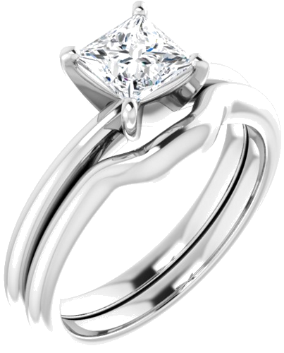 Sužadėtuvių Žiedas „Solitaire“ 14k white gold Square 5mm (6)
