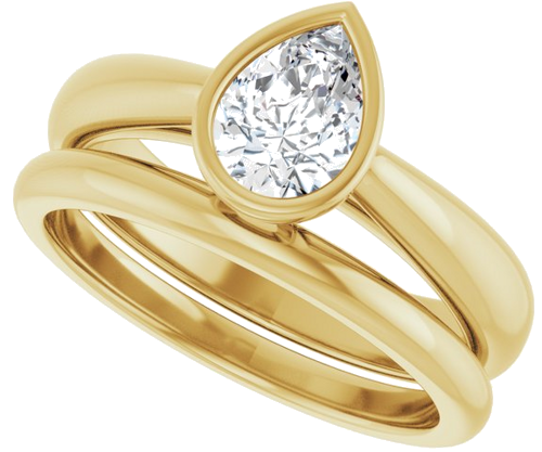 Sužadėtuvių Žiedas „Bezel-Set Solitaire“ 14k yellow gold Pear 7mm x 5mm (10)