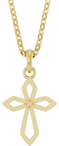 Pakabukas „Accented Cross“ 14k yellow gold Round 1.5mm (1)
