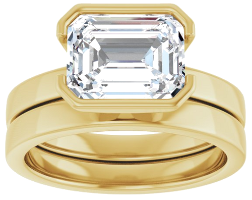 Sužadėtuvių Žiedas „Half-Bezel Solitaire“ 14k yellow gold Emerald 9mm x 7mm (8)