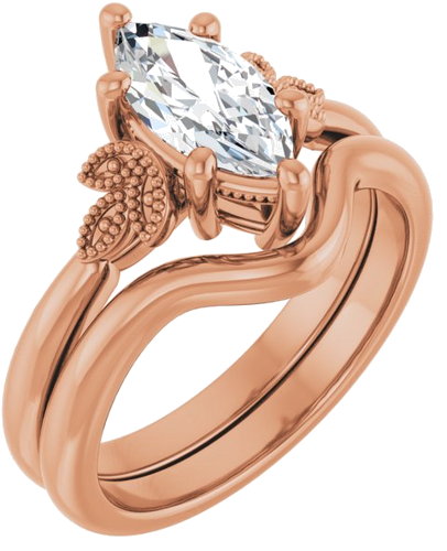 Sužadėtuvių Žiedas „Solitaire“ 417 Rožinis Aukso Marquise 10mm x 5mm (6)