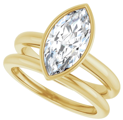 Sužadėtuvių Žiedas „Bezel-Set Solitaire“ 14k yellow gold Marquise 13mm x 6.5mm (10)