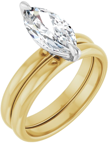 Sužadėtuvių Žiedas „Solitaire“ 585 Baltojo Ir Geltonojo Aukso Marquise 12mm x 6mm (6)