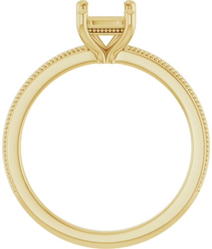 Sužadėtuvių Žiedas „Solitaire Milgrain“ 14k yellow gold Emerald 7mm x 5mm (2)