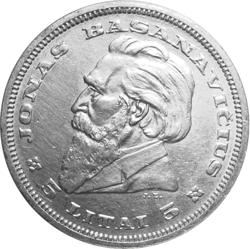 1936 Литва Йонас Басанавичюс серебряная монета 5 литов (1)