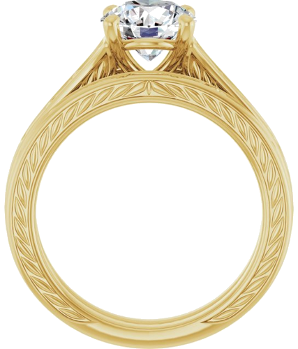 Sužadėtuvių Žiedas „Solitaire Scroll“ 10k yellow gold Round 7.4mm (7)