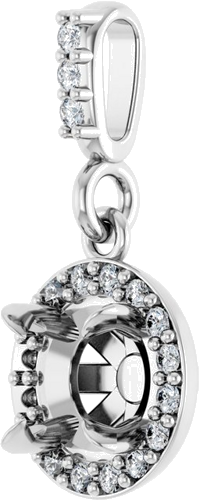 Pakabukas „Halo-Style“ 14k white gold Round 5.2mm (2)