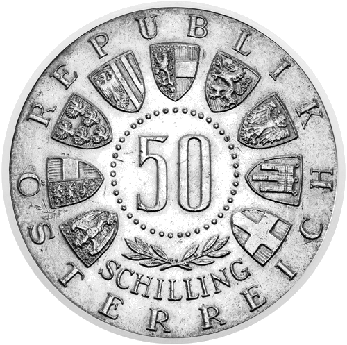 50 Schilling Tyrol Agreement 1963 Austria Silver Coin (2)