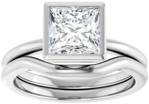 Sužadėtuvių Žiedas „Bezel-Set“ 14k white gold Square 6.5mm (8)