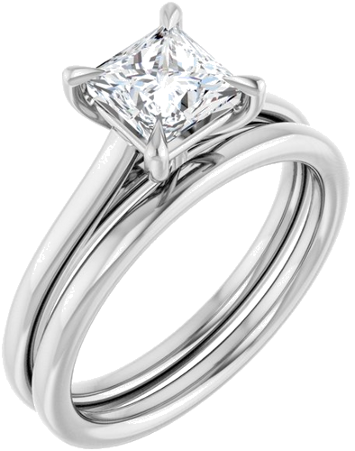 Sužadėtuvių Žiedas „Claw-Pong“ 14k white gold Square 5.5mm (6)