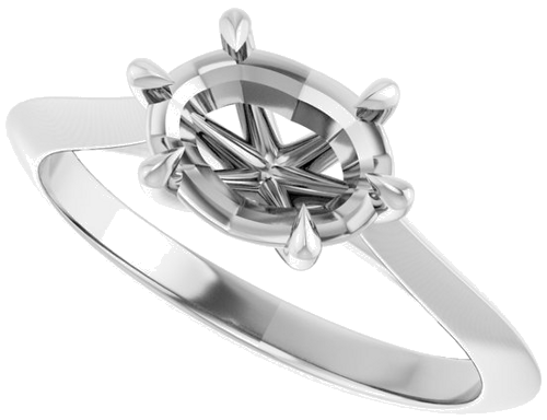 Sužadėtuvių Žiedas „Solitaire“ 585 Baltojo Aukso Oval 8mm x 6mm (4)