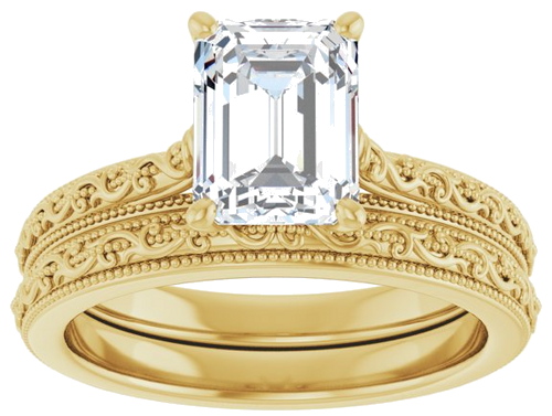 Sužadėtuvių Žiedas „Solitaire“ 585 Geltonojo Aukso Emerald 8mm x 6mm (8)