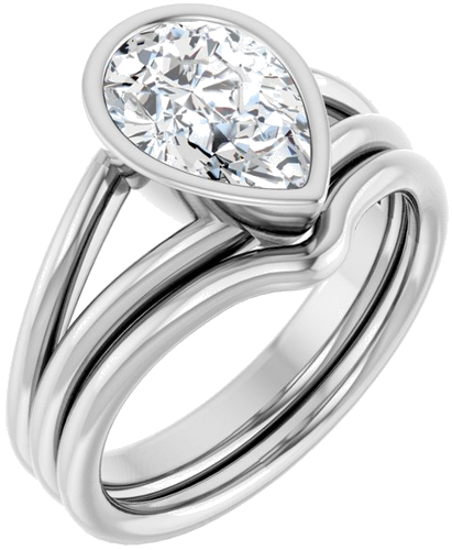 Sužadėtuvių Žiedas „Bezel-Set Solitaire“ 14k white gold Pear 10mm x 7mm (6)