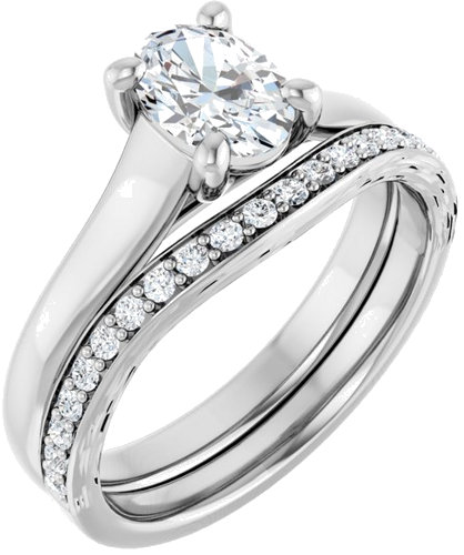 14K White 7x5 mm Oval Solitaire Engagement Ring Mounting (6)