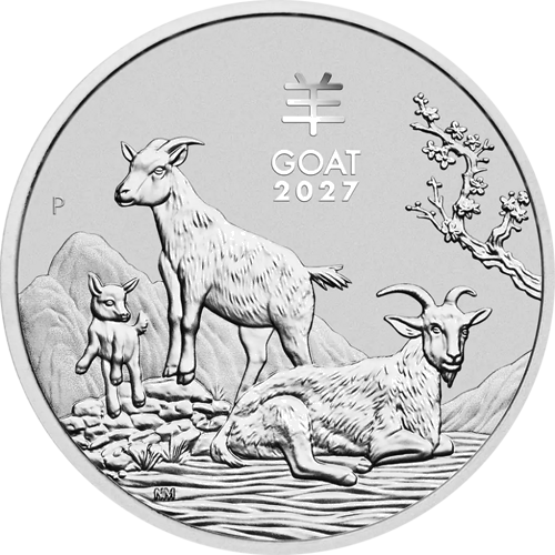 2 oz Ožkos metai 2027 (Lunar III) Australija sidabrinė moneta (1)