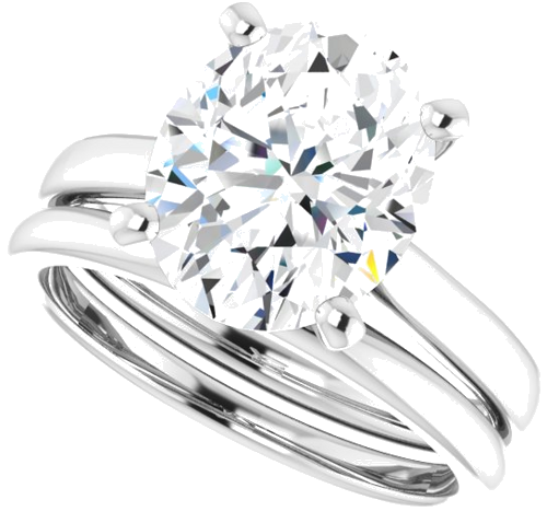 14K White 11x9 mm Oval Engagement Ring Mounting (10)