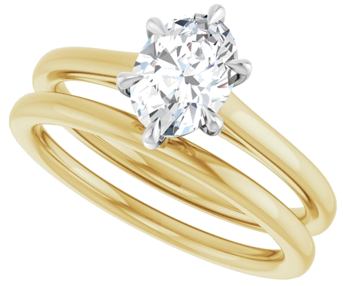 Sužadėtuvių Žiedas „Claw-Pong“ 14k yellow/white gold Oval 7.5mm x 5.5mm (10)