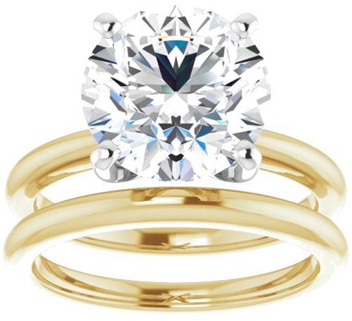 14K Yellow   White  10 mm Round Solitaire Engagement Ring Mounting (8)