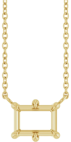 14K Yellow 7x5 mm Emerald 6-Prong Solitaire 18  Necklace Mounting (1)