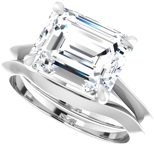 Platinum 10x8 mm Emerald Solitaire Engagement Ring Mounting (9)