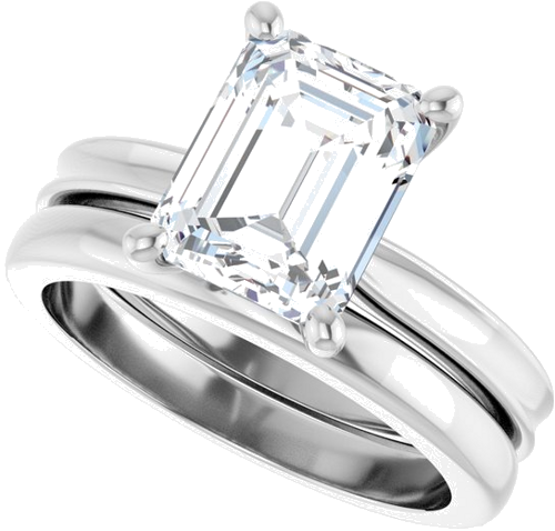 Sužadėtuvių Žiedas 14k white gold Emerald 9mm x 7mm (10)
