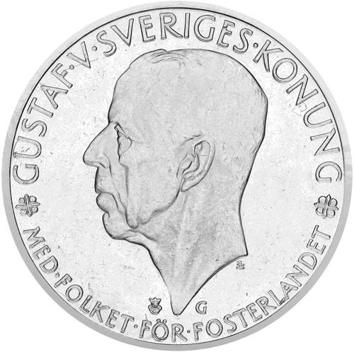 5 kronos Karalius Gustavas V Švedijos parlamentas 1935 Švedija sidabrinė moneta (1)